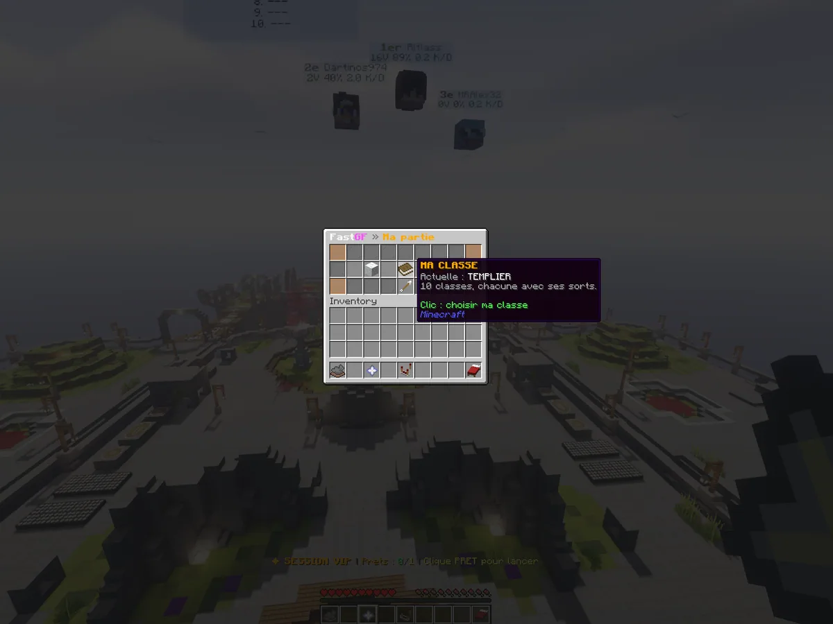 TeamSpell — le menu des classes